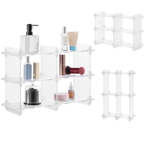 Navaris Verstellbarer Acryl Organizer - Multifunktional & Anpassbar - Make Up Organizer - Parfüm Organizer - Skincare Organizer - Make Up Aufbewahrung - Einfach zu Montieren