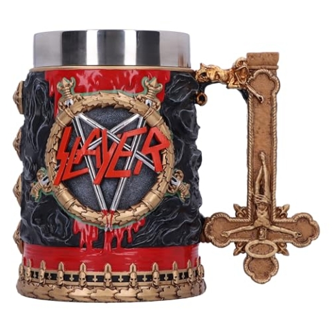 Nemesis Now Slayer Reign in Blood Tankard, Resin, Black/Red, Officially Licensed Slayer Band Merch, Removable Stainless Steel Insert, Cast in the Finest Resin, Expertly Handpainted