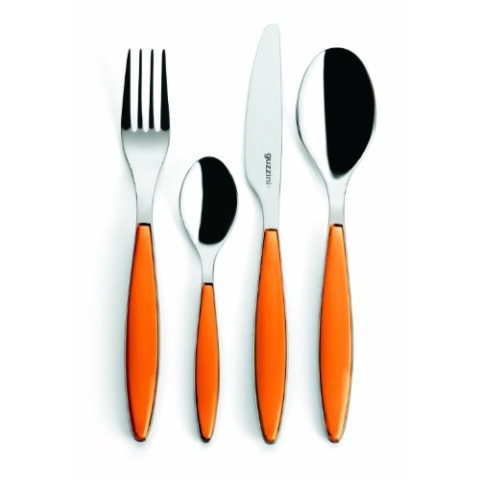 Guzzini - Feeling, 24-Teiliges Besteckset - Orange Glanzend, 15,8 x 7,5 x h25,5 cm - 23000045