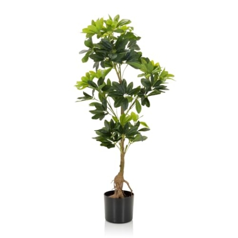 hjh OFFICE Kunstpflanze SCHEFFLERA Aralie künstlich Höhe 100 cm Kunstbaum Zimmer Dekopflanze, 871015