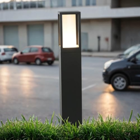 Licht-Erlebnisse Outdoor Stehlampe, Wegbeleuchtung außen stehend, Aluminium, Schwarz, Weiß, Garten, Terrasse, 45 cm klein, IP44, GU10, Pollerleuchte, blendarm