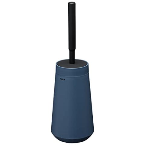 Tiger Tess Toilettenbürstenhalter mit flexibler Swoop WC-Bürste, WC-Bürstengarnitur freistehend oder zur Wandmontage (Kleben oder Schrauben), Farbe: Blau / Schwarz
