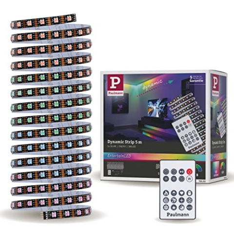 Paulmann 78888 LED Stripe Dynamic Set Rainbow RGB IP20 12 V DC, Dimmbar Lichtband, Kunststoff, Weiß, incl. 1 x 10, 5 Watt