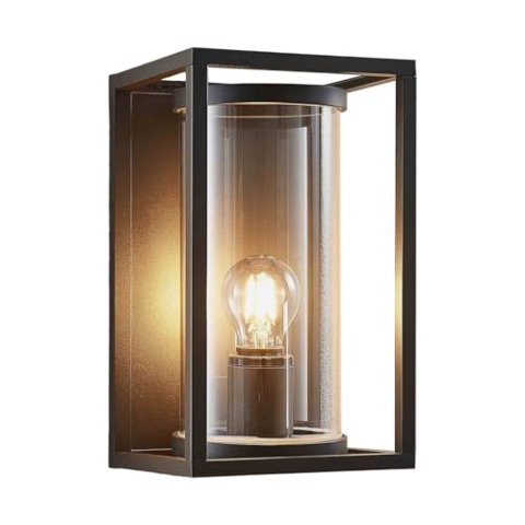 Lucande Wandleuchte außen Brienne (spritzwassergeschützt (Modern) in Alu aus Aluminium (1 flammig, E27) - Außenwandleuchten Wandlampe Led Außenlampe Outdoor für Außenwand/Hauswand Haus