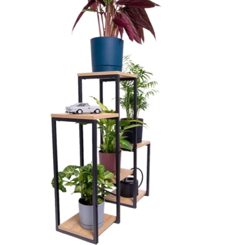 STRADO Blumenständer Metall Pflanzenständer Pflanzenregal Indoor | Blumenhocker Pflanzenhocker Blumensäule Pflanzregal | Blumentopf Ständer mit 5 Etagen