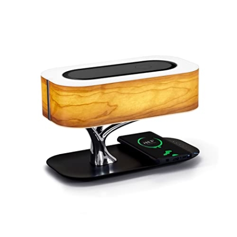 Masdio Nachttischlampe Schreibtischlampe mit kabellosem Ladegerät Bluetooth-Lautsprecher, Touch-Lampe für Schlafzimmer , Holz, (Light of Tree)