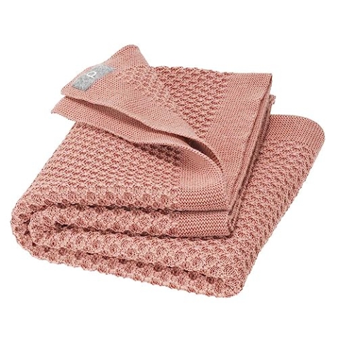 disana WABEN-STRICKDECKE, 100% Bio-Merinowolle GOTS, IVN Best | kuschelweiche Decke mit Wabenmuster | Newborn Baby Kleinkind Kind Unisex | Made in Germany | Rosé