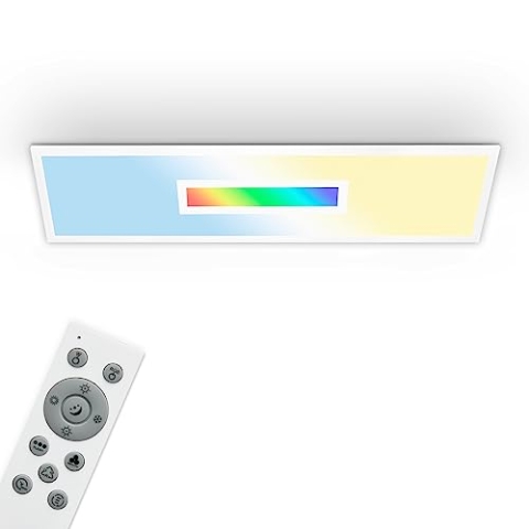 TELEFUNKEN - LED Panel, LED Deckenleuchte, Deckenlampe dimmbar, inkl. Fernbedienung, RGB-Innenbereich, 22 Watt, 2200lm, Timerfunktion, 1000x250x63mm (LxBxH) 319206TF Weiß