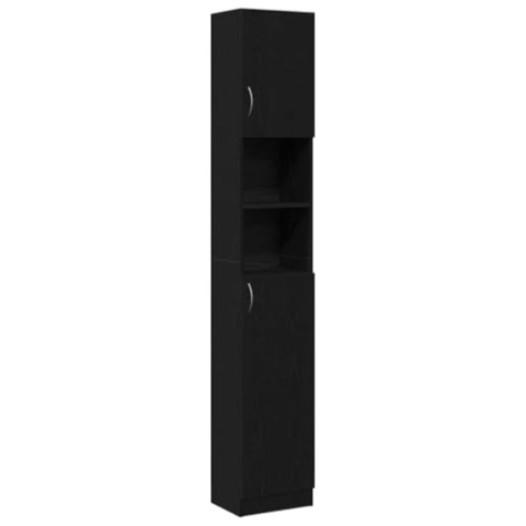 vidaXL Badschrank Schwarz Eichen-Optik 32x25,5x190 cm Holzwerkstoff, Badezimmerschrank, Badschrank hoch, Badmöbel, Badezimmermöbel
