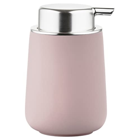 Zone Denmark Nova Seifenspender fürs Badezimmer, Spender aus Porzellan für Handseife/Flüssigseife, Durchm. 8 cm, Höhe 11,5 cm, Fassungsvermögen 250 ml, Rose