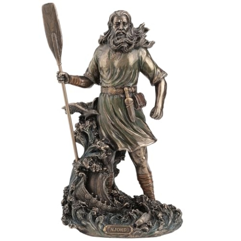 Veronese Design Njord Statue Nordischer Gott des Windes und Meeres, Bronze-Finish, 27 cm hoch