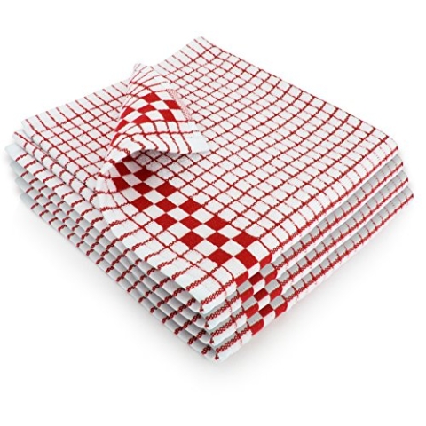 Fecido Classic Geschirrtücher mit Aufhängeschlaufe, Rot, 4 Stück