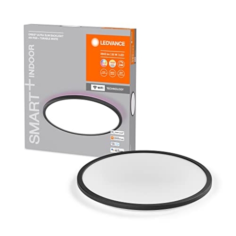 LEDVANCE SMART+ ORBIS WiFi-Panelleuchte, schwarz, 25W, 2940lm, 400mm, regulierbares Weißlicht (2700K-6500K), Rahmen mit RGB-Farblicht, dimmbar, steuerbar per App, kompatibel mit Amazon, Google und Co.