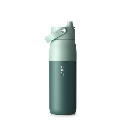 LARQ Swig Top 1 Liter – Isolierte Trinkflasche aus Edelstahl | Auslaufsicherer Deckel | Doppelwandige Thermoflasche, BPA-frei | Weite Öffnung | Abnehmbarer Griff | Eucalyptus Green