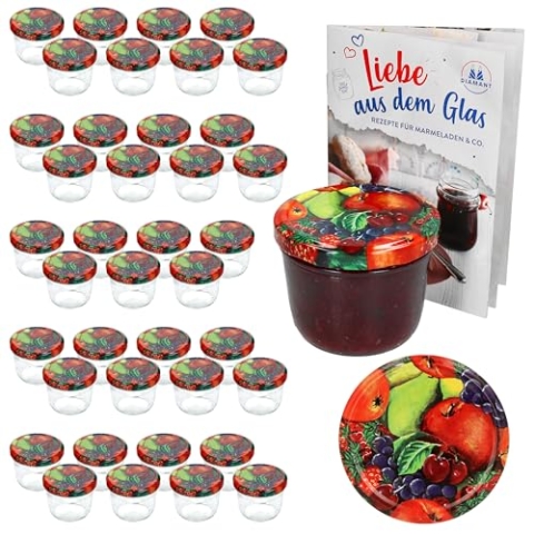MamboCat 100er 230 ml Sturzglas-Set | Einmachgläser + Twist-Off-Deckel Obst + GRATIS Rezeptheft | einkochen & konservieren | backofengeeignet