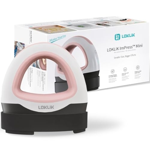 LOKLiK Mini Heißpresse – Tragbare Wärmeübertragungs-Presse für Bügelfolien (HTV), Sublimation und Transferprojekte – 3 Temperaturmodi – Schnelles und gleichmäßiges Aufheizen