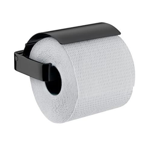 EMCO Loft Toilettenpapierhalter zur Wandmontage, moderner Papierhalter mit Deckel, hochwertiger Papierhalter aus Aluminium, schwarz matt