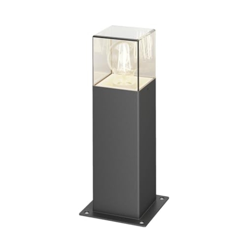 Lucande Außenleuchte Keke (spritzwassergeschützt (Modern) in Schwarz aus Aluminium (1 flammig, E27) - Wegeleuchte Pollerleuchte Wegelampe Sockelleuchte