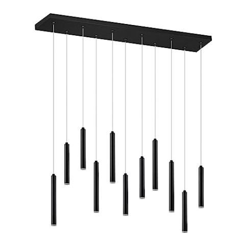 Trio Leuchten LED Pendelleuchte Tubular 321611132, Metall Schwarz matt, inkl. 11x 2.8 Watt LED, Switch Dimmer