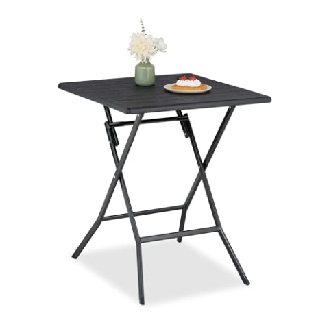 Relaxdays Klapptisch, klappbarer Camping Tisch, HxBxT: 73x62x62 cm, Faltbarer Multifunktionstisch, Gartentisch, schwarz
