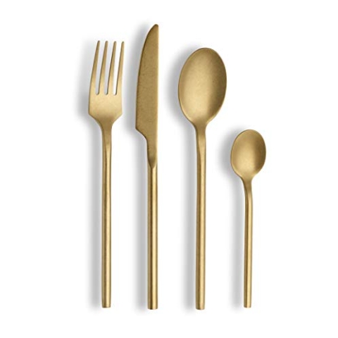 ECHTWERK EW-BS-1685C Tafelbesteck Bari, Stonewashed champagne, 16-teilig, Essbesteck für bis zu 4 Personen, Hochwertiger Chromnickelstahl, Edelstahl