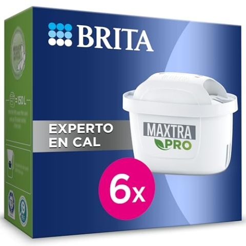 BRITA Maxtra Pro Wasserfilterkartusche, Kalkexperte, halbjährlich, Packung mit 6 Stück, Originalersatzteil für alle BRITA-Kanister mit extra Kalkfiltration und Schutz für Haushaltsgeräte.