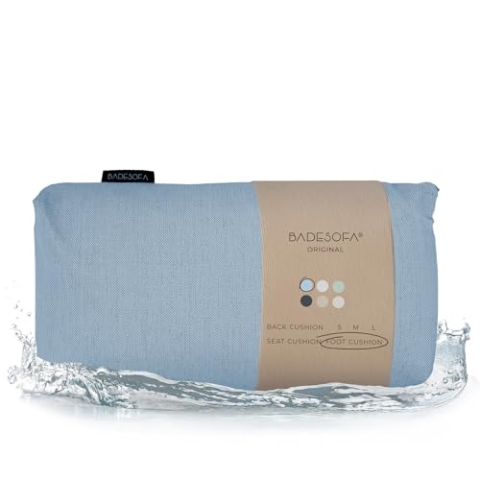 BADESOFA® Fußkissen | Premium-Qualität | Badewannen-Kissen für bequemes Baden | Made in EU | Badewanne-Kissen waschbar | Bade-Kissen in Blau | Badewannen-Zubehör | Passt in Jede Badewanne