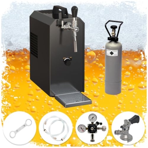 Komplett Set - Zapfanlage, Bierzapfanlage Jet 30 Bierkoffer, Durchlaufkühler 1-leitig Trockenkühler, bis zu 35 Liter/h, Zapfkopf:Kombi