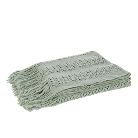J-Line Kuscheldecke in Hellgrün, Stilvolle und Moderne Tagesdecke als Bettüberwurf, Perfekt als Fleecedecke, Couchdecke, Sofadecke oder Schlafzimmer Deko, 143 x 195 cm