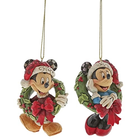 Enesco - Micky Maus & Minnie Maus - 2-tlg. Hängender Christbaumschmuck aus Plastik - Whimsical - Hochzeit & Weihnachten