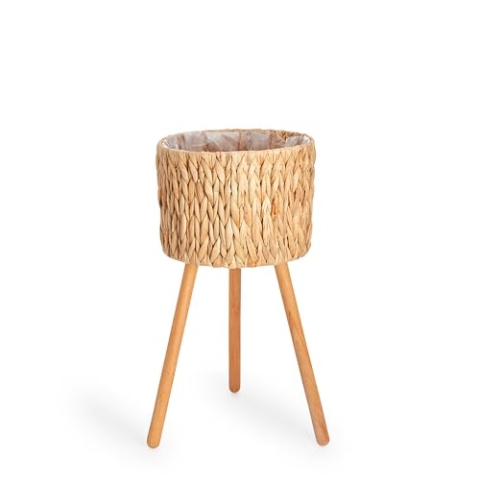 Paco Home Blumentopf Übertopf Natur Rattan Set mit Folieneinsatz Pflanzentopf Auslaufsicher Groß für Zimmerpflanzen, Farbe:Natur, Sets:3pcs Set/Design 7