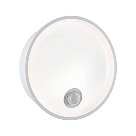Paulmann 94699 LED Außenleuchte Wandleuchte Platomo Bewegungsmelder seewasserresistent IP44 rund 180mm 3000K 14,5W 1200lm Weiß Kunststoff
