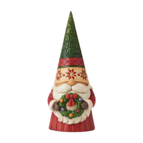 Enesco Jim Shore Heartwood Creek Weihnachtswichtel mit Kranz, 18 cm, Mehrfarbig