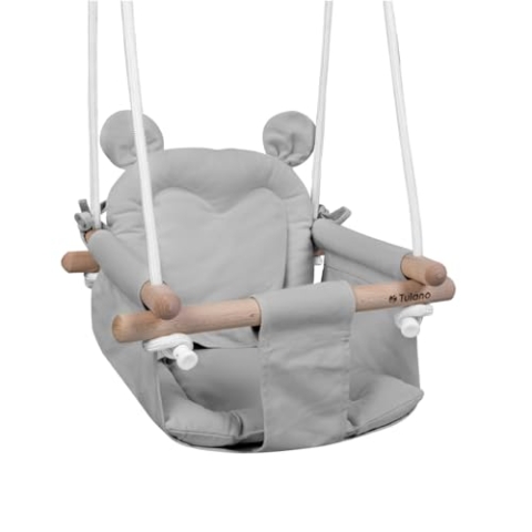Tulano Hop 30 Grau | Baby Schaukel Hängesitz für Kinder 6-36 Monate | Indoor & Outdoor | Sicherheitsgurt & Kissen | Holz & Baumwolle | Einfache Montage | Belastbar bis 60 kg