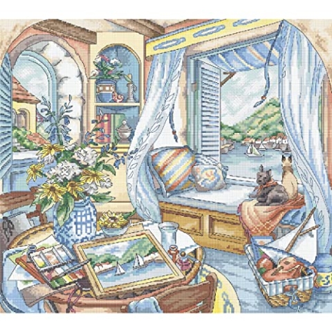 Letistitch Kreuzstich Set Fensterplatz Zählmuster, 33x29cm