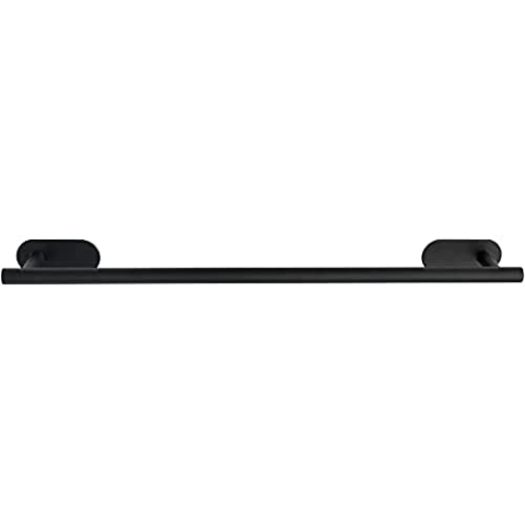 WENKO Turbo-Loc Badetuchstange Orea Black Matt, Befestigen ohne Bohren, Lange Handtuchstange mit viel Platz für Badetuch & Handtücher, hochwertiger rostfreier Edelstahl, Schwarz matt, 60 x 4,5 x 7 cm