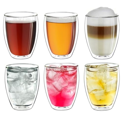 Creano doppelwandige Latte Macchiato Gläser XXL 400ml - Extra großes hitzebeständiges Glas aus Borosilikatglas - 6er Set