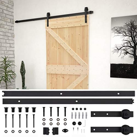 vidaXL Kiefernholz Massiv Schiebetür mit Beschlag Schiebetürbeschlag Schiebetürsystem Tür Holztür Holzschiebetür Laufschiene 90x210cm