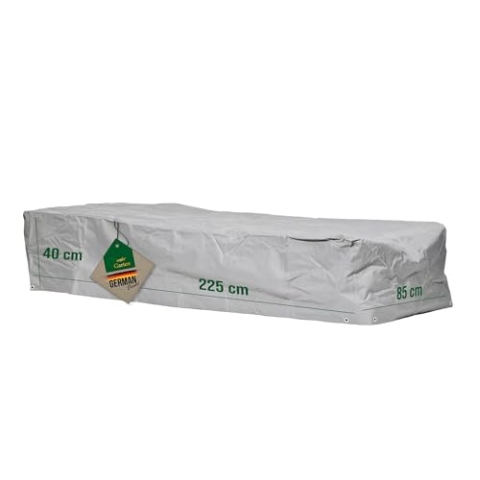 Mehr Garten Premium Protect Abdeckung Sonnenliege 225x85x40 cm, hellgrau, atmungsaktives 2-lagiges Polyestergewebe, Schutzhülle für Gartenliege wasserdicht und UV-beständig