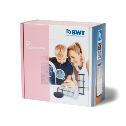 BWT E1 Hygienebox 820396 – Komplettes Set für 1 Jahr Betriebsdauer Ihres Vorfilter Hauswasserwerks, beinhaltet 1 x Filtertasse und 2 x Filterelement