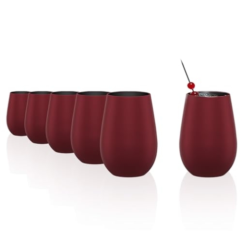 Stölzle Lausitz Wassergläser Elements metallic Rot/Schwarz 6er-Set 465 ml – Allroundgläser für Wasser, Saft & Cocktails – Hochwertige Trinkgläser aus Kristallglas – Spülmaschinengeeignet & stoßfest