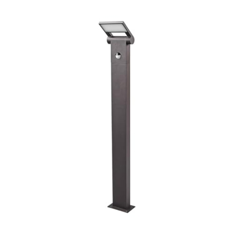 Lucande LED Außenleuchte Marius mit Bewegungsmelder (spritzwassergeschützt (Modern) in Alu aus Aluminium (1 flammig,) - Wegeleuchte Pollerleuchte Wegelampe Sockelleuchte