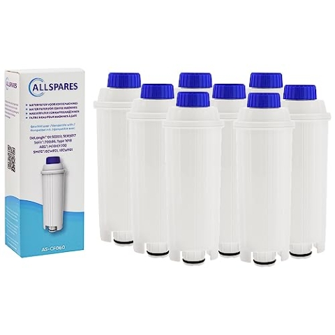 AllSpares Wasserfilter (8 St.) geeignet für Delonghi DLSC002, 5513292811, SER3017, ECAM, ETAM, BCO, EC-Serie