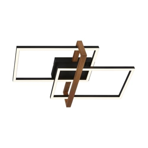 BRILONER - LED Deckenlampe Frame, LED Deckenleuchte mit warmweißer Lichtfarbe, 34W Lampe mit Holzrahmen, Wohnzimmerlampe, Schlafzimmerlampe, 505x315x110 mm (LxBxH), Schwarz-Holz