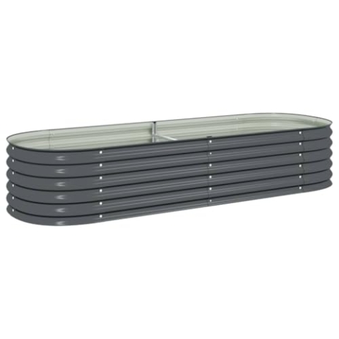 vidaXL Hochbeet Stahl Grau 240x80x44 cm Gemüsebeet Pflanzbeet Frühbeet Garten