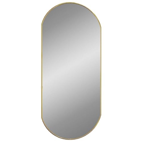 vidaXL Wandspiegel Flurspiegel Spiegel Badspiegel Hängespiegel Dekospiegel Schminkspiegel Badezimmer Garderobe Flur Golden 90x40cm Oval
