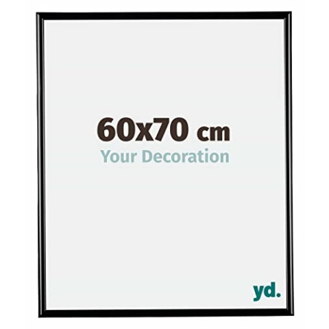 yd. Your Decoration - Bilderrahmen 60x70 cm - Schwarz Hochglanz - Bilderrahmen aus Kunststoff mit Acrylglas - Antireflex - 60x70 Rahmen - Bordeaux