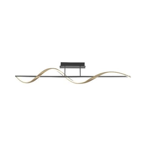Paul Neuhaus LED Leuchte Q-Swing Smart Home, 1x 24W dimmbar warmweiß – kaltweiß, Alexa kompatibel, Fernbedienung, geschwungenes Design (Deckenleuchte, Anthrazit/Messing)
