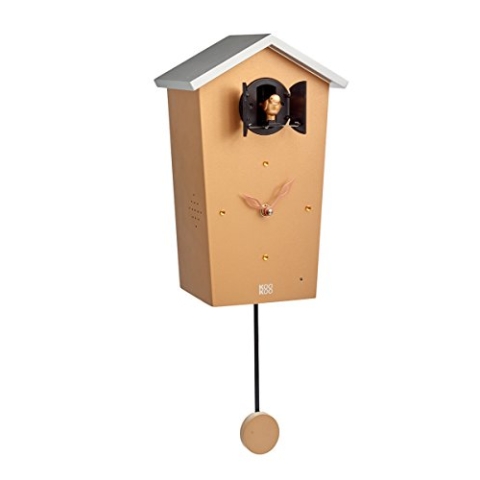 KOOKOO Birdhouse Copper, Moderne Kuckucksuhr mit Pendel, Design Wanduhr mit 12 Vogelstimmen oder Kuckuck, Aufnahmen aus der Natur