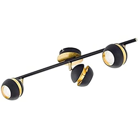 EGLO LED Deckenlampe Nocito, 3 flammige Deckenleuchte, Deckenstrahler aus Metall, Wohnzimmerlampe in Schwarz, Gold, Flurlampe, Spots inkl. GU10 Leuchtmittel, warmweiß